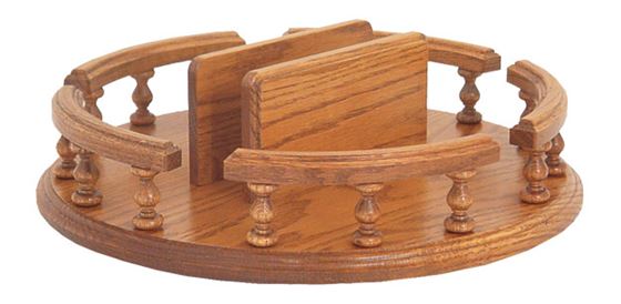 Picture of Solid Oak Lazy Susan with Spindle Rail and Napkin Holder 12" or 14"