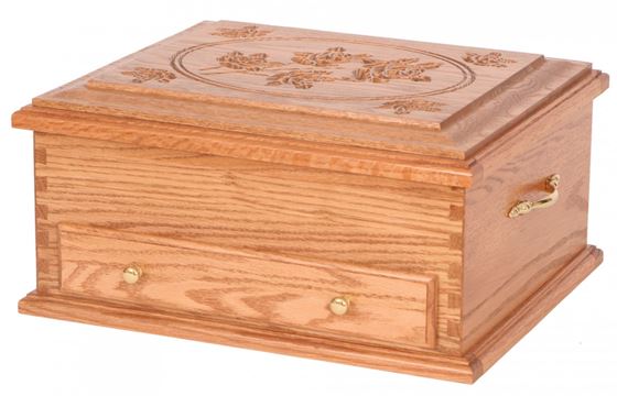 Picture of Solid Oak or Cherry Silverware Chest Rose Design