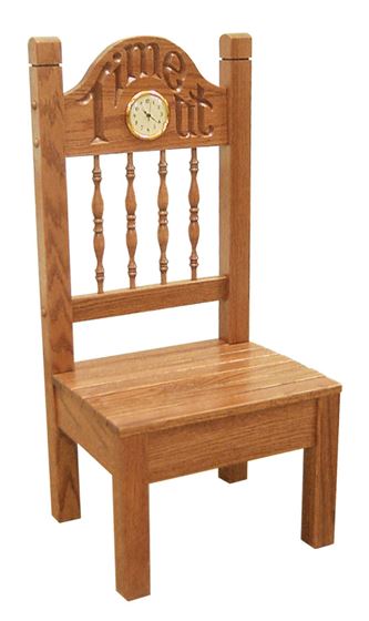 Picture of Solid Oak Child's "Time Out" Chair with Clock