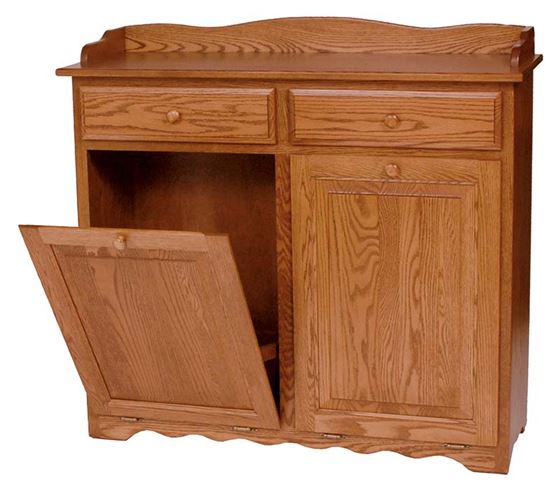 Picture of Solid Wood Double Tilt Out Trash Bin with Drawers