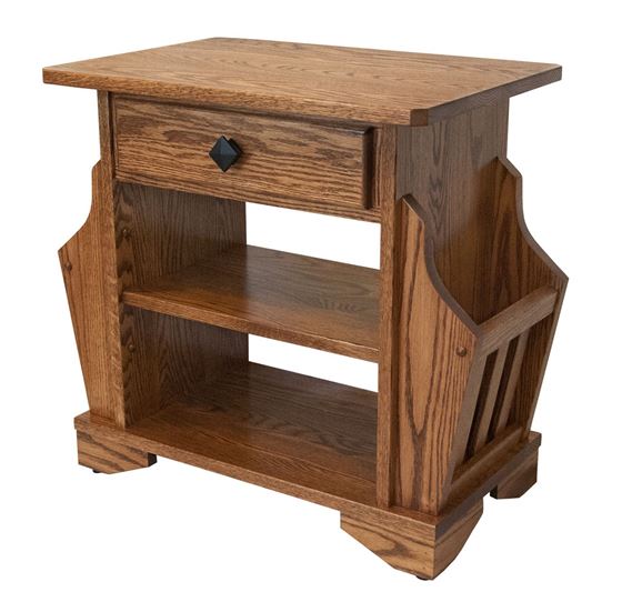 Picture of Solid Oak Amish built Magazine Rack End Table Mission Style w/ Drawer