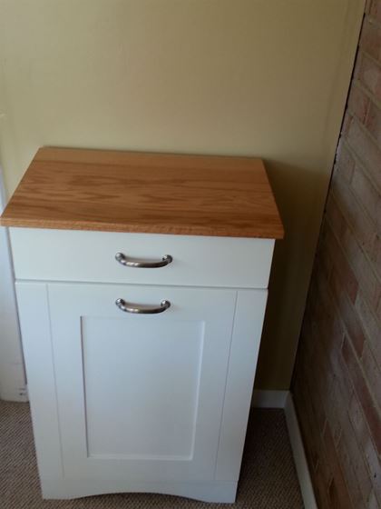 Solid Wood 2 Tone Tilt Out Trash Bin, Tilt Out Rubbish Bin Cabinet