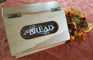 Picture of Solid Hickory Bread Box with Slant Top